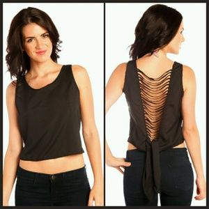 Black Cutout Caged Tank Crop Top